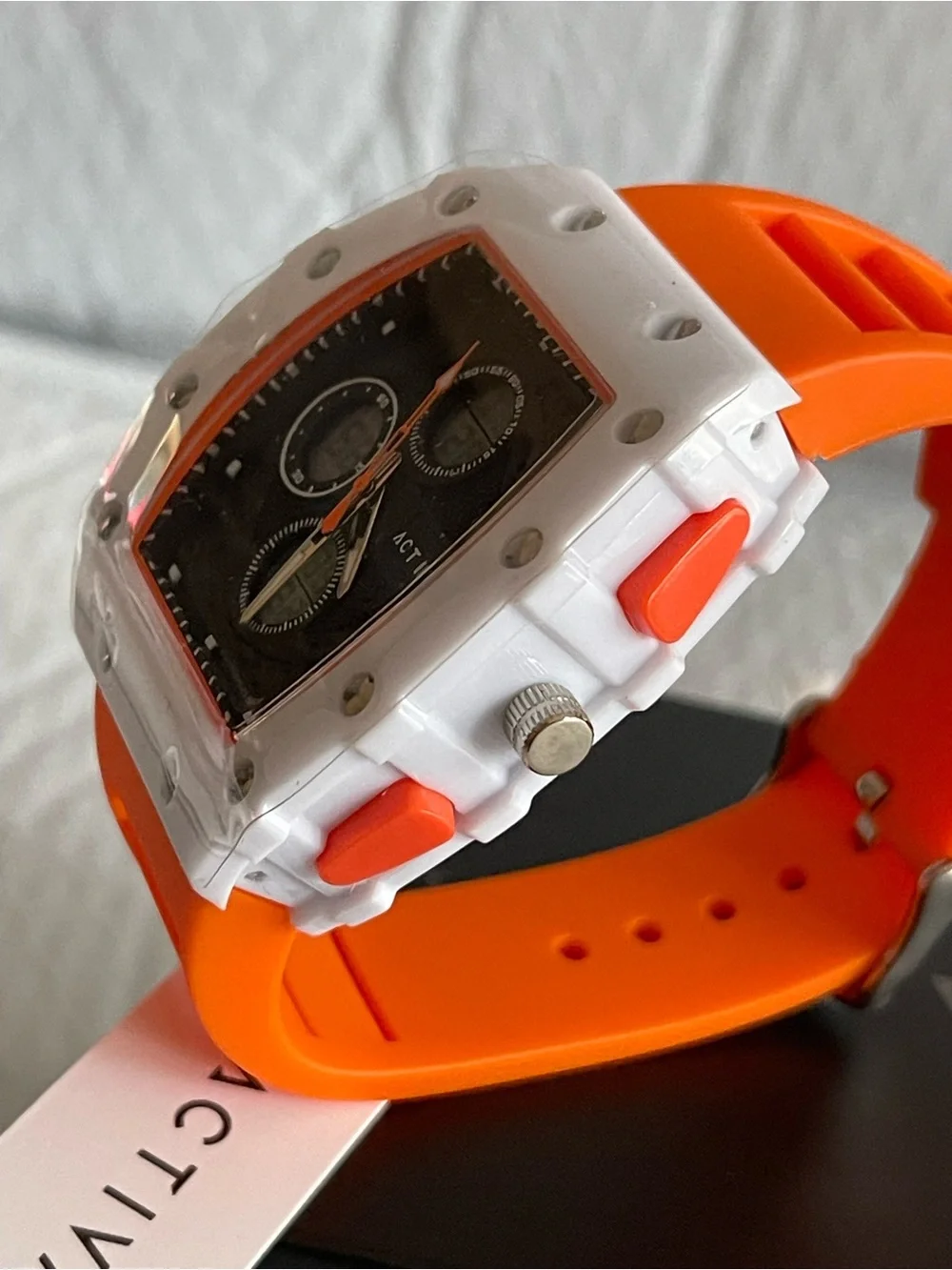 Activa X Invicta Digital Essentials Men's Watch - 42.8mm, Orange & white, new